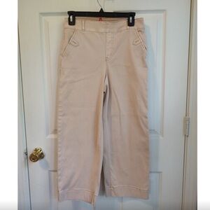 Spanx Twill Wide Leg Cropped Pants Women’s Size Medium Pale Pink Khakis Shaping